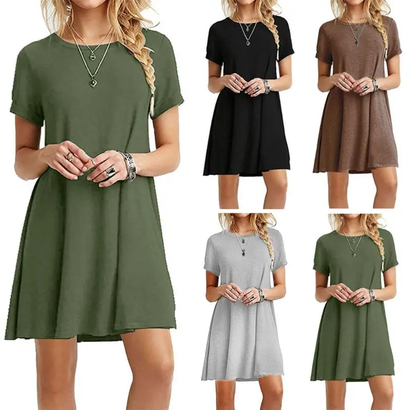 KLV Women Summer Plus Size Short Sleeves Midi Swing T-Shirt Dress Plain Solid Color Crew Neck Casual Loose Pullover Tunic Tops
KLV Women Summer Plus Size Short Sleeves Midi Swing T-Shirt Dress Plain Solid Color Crew Neck Casual Loose Pullover Tunic Tops