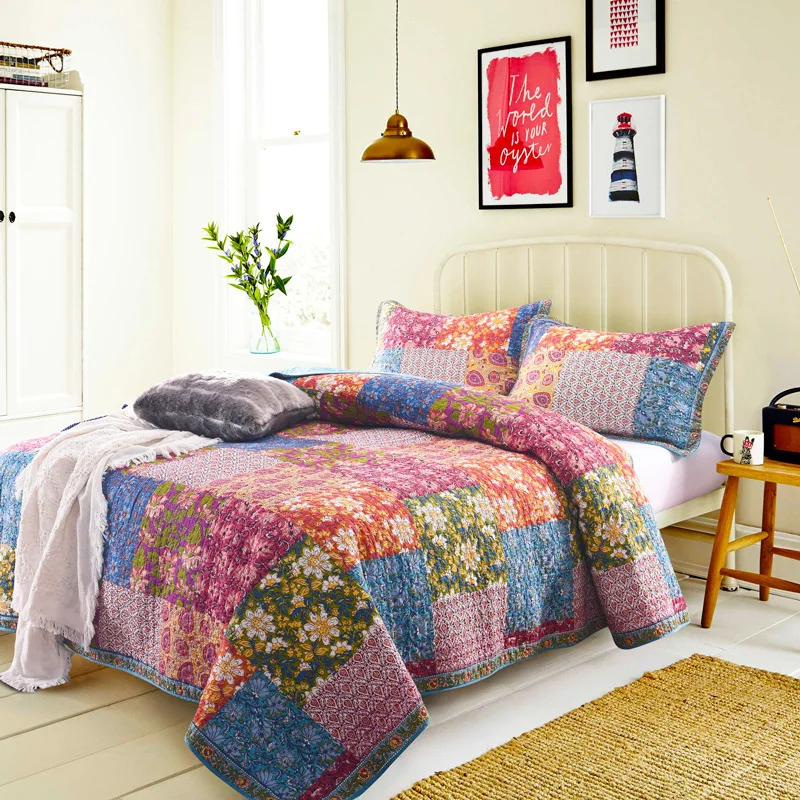 Bohemia Style Bedspread Quilt Set 3PCS Quilted Quilts Cotton Flowers Printed Blanket Bed Covers King Queen Size Coverlets
Bohemia Style Bedspread Quilt Set 3PCS Quilted Quilts Cotton Flowers Printed Blanket Bed Covers King Queen Size Coverlets