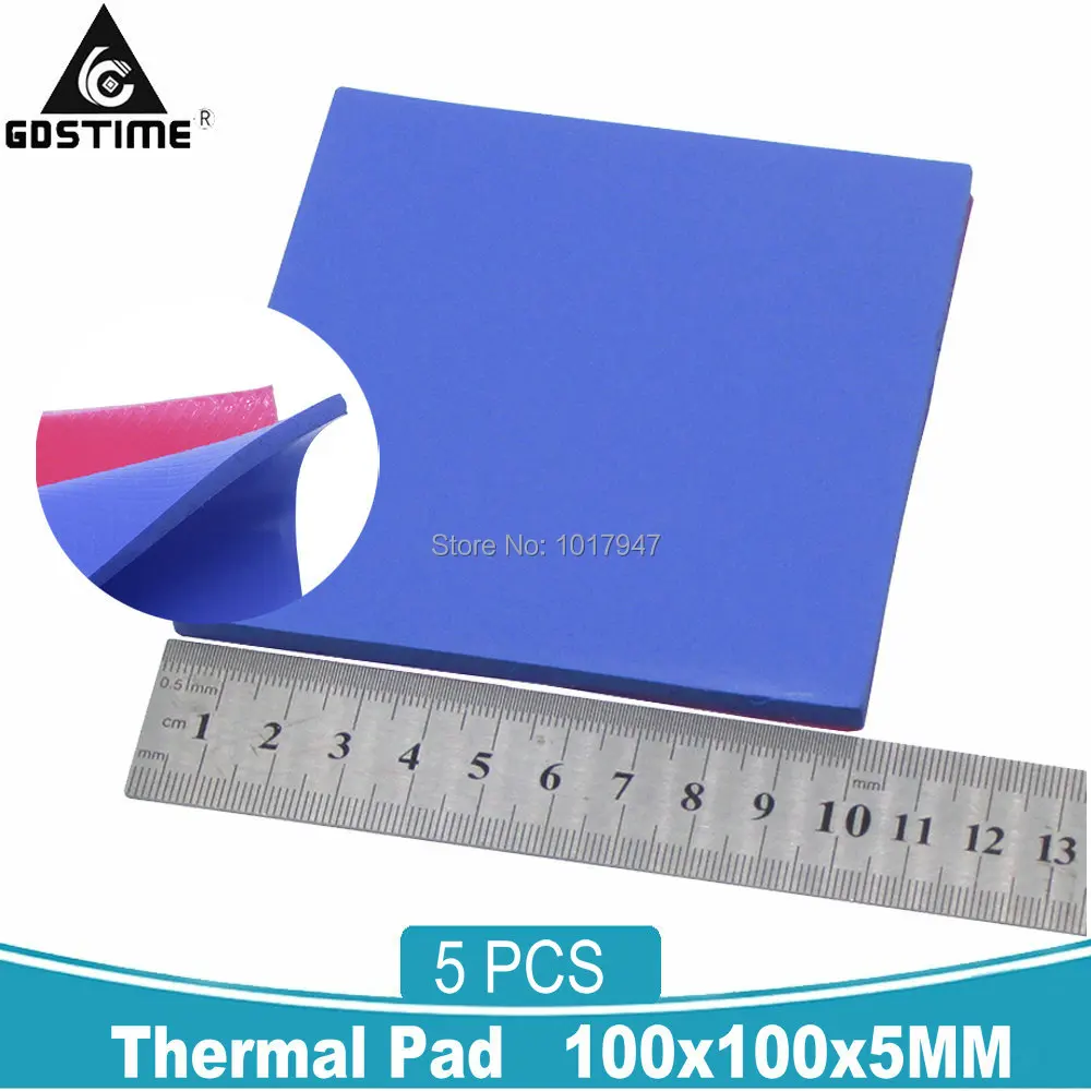 5PCS Gdstime 100x100x5MM Heatsink Cooling Silicone Thermal Pad Sheet 5MM Thermally Conductive Pads for Computer VGA IC CPU GPU
5PCS Gdstime 100x100x5MM Heatsink Cooling Silicone Thermal Pad Sheet 5MM Thermally Conductive Pads for Computer VGA IC CPU GPU