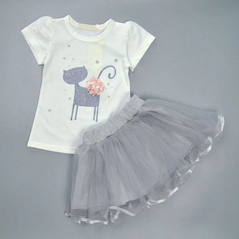 2pcs /Set Cute Baby Girls Clothing Set Floral Cat Printed T-shirt + Mesh Tutu Skirt Costume
2pcs /Set Cute Baby Girls Clothing Set Floral Cat Printed T-shirt + Mesh Tutu Skirt Costume