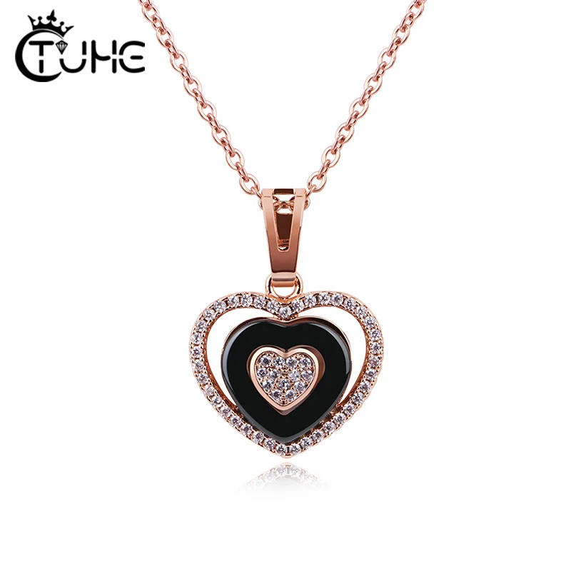 Rose Gold Color Two Layer Crystals Heart Pendant Necklace for Valentine's Day Gift of Love With Free Chain Wedding Jewelry Gift
Rose Gold Color Two Layer Crystals Heart Pendant Necklace for Valentine's Day Gift of Love With Free Chain Wedding Jewelry Gift