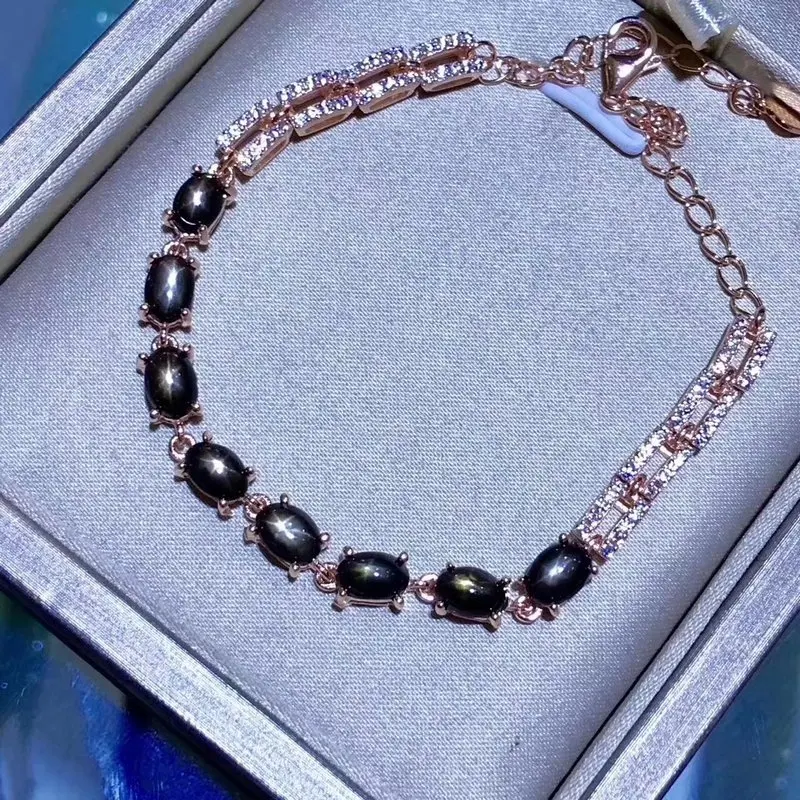 Fidelity natural 4*6mm star sapphire Bracelets s925 sterling silver personality fine jewelry for women natural black gemstone
Fidelity natural 4*6mm star sapphire Bracelets s925 sterling silver personality fine jewelry for women natural black gemstone