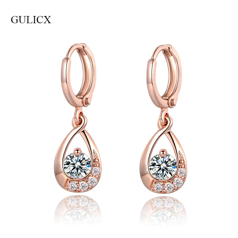 GULICX New Brand Water Drop Dangle Earrings for Women Rose Gold-Color Earing White CZ Stone Zirconia Wedding Bijoux Jewelry E147
GULICX New Brand Water Drop Dangle Earrings for Women Rose Gold-Color Earing White CZ Stone Zirconia Wedding Bijoux Jewelry E147