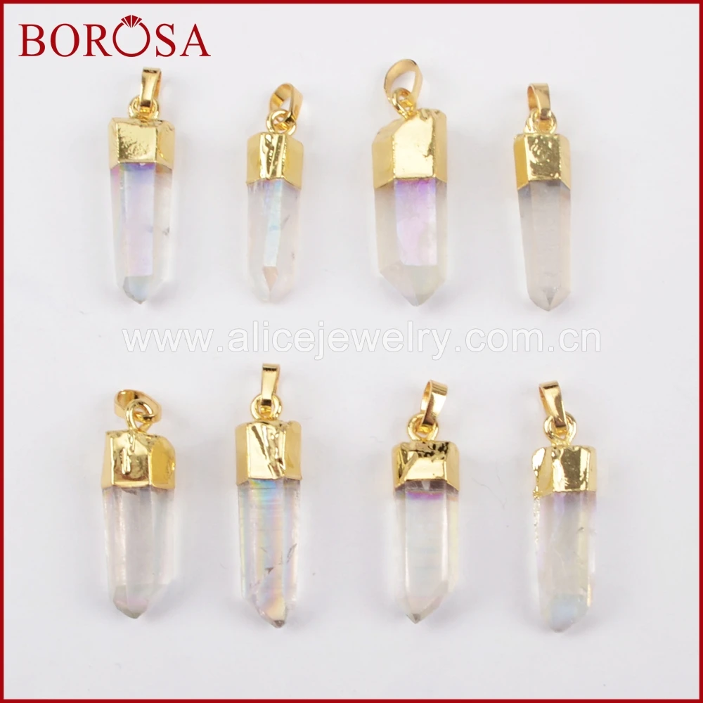 BOROSA New Fashion Gold Color Mini Size Aura Angel Quartz Titanium AB Crystal Point Faceted Pendant Bead for DIY Necklace G1395
BOROSA New Fashion Gold Color Mini Size Aura Angel Quartz Titanium AB Crystal Point Faceted Pendant Bead for DIY Necklace G1395