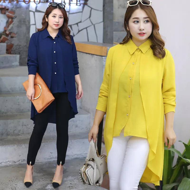 Korean Style Casual Chiffon Loose Long Turn-Down Collar Plus Size XL-4XL Women Blouses 2019 Spring New Top Selling Lady Shirts
Korean Style Casual Chiffon Loose Long Turn-Down Collar Plus Size XL-4XL Women Blouses 2019 Spring New Top Selling Lady Shirts