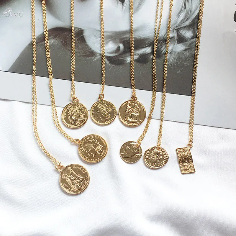 AOMU Korea Vintage Metal Gold Color Pendants Necklace For Women Jewelry Geometric Round Rectangle Clavicle Chain Necklace
AOMU Korea Vintage Metal Gold Color Pendants Necklace For Women Jewelry Geometric Round Rectangle Clavicle Chain Necklace