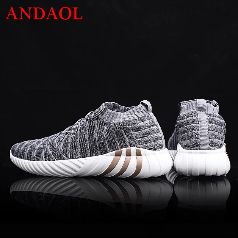 ANDAOL Men's Casual Shoes Top Quality Striped Flyknit Breathable Light Sneakers Luxury Lace-Up Marvel Non-Slip Campus Trainers
ANDAOL Men's Casual Shoes Top Quality Striped Flyknit Breathable Light Sneakers Luxury Lace-Up Marvel Non-Slip Campus Trainers