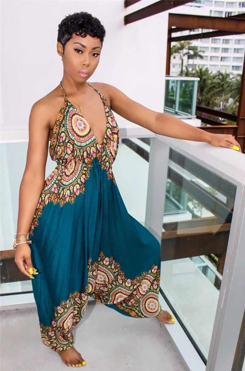2020 Dashiki Traditional African Print Jumpsuit Women Harem Romper