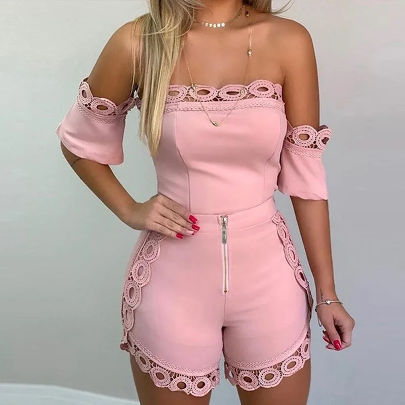 Sexy Off Shoulder Hollow Out Lace Detail Women Two Piece Set Top and Shorts Female Short Sleeve 2 Piece Outfits Streetwear
Sexy Off Shoulder Hollow Out Lace Detail Women Two Piece Set Top and Shorts Female Short Sleeve 2 Piece Outfits Streetwear
