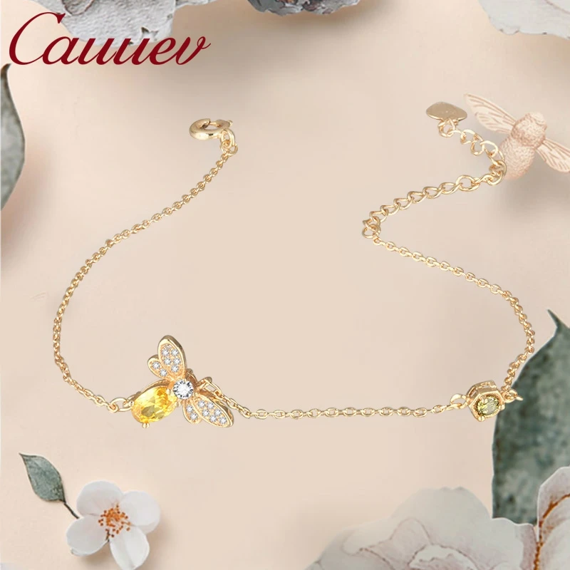 Bee bracelets for women 925 Sterling Silver Jewelry 100% Oval zircon Gold-color Chain Charm Bracelet S925 Jewelry Gift 2019
Bee bracelets for women 925 Sterling Silver Jewelry 100% Oval zircon Gold-color Chain Charm Bracelet S925 Jewelry Gift 2019