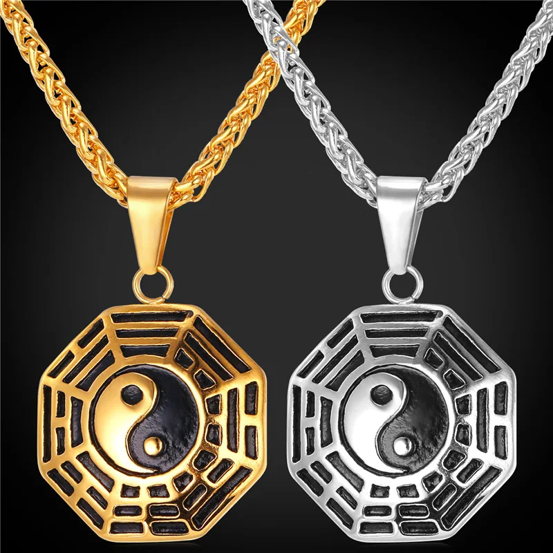 Chinese Taoism Sign Ancient Eight Diagrams Pendant Necklace Charms Yin Yang Jewelry Stainless Steel/Gold Color Chain GP1896
Chinese Taoism Sign Ancient Eight Diagrams Pendant Necklace Charms Yin Yang Jewelry Stainless Steel/Gold Color Chain GP1896
