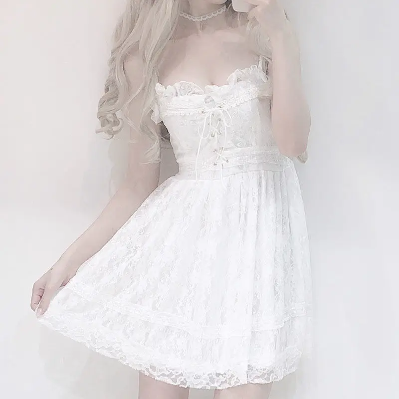 Women Lolita Princess Dress Lace Japan Style White Sweet Spaghetti Strap Mini A-Linen Dresses Summer Streetwear Fashion 225-141
Women Lolita Princess Dress Lace Japan Style White Sweet Spaghetti Strap Mini A-Linen Dresses Summer Streetwear Fashion 225-141