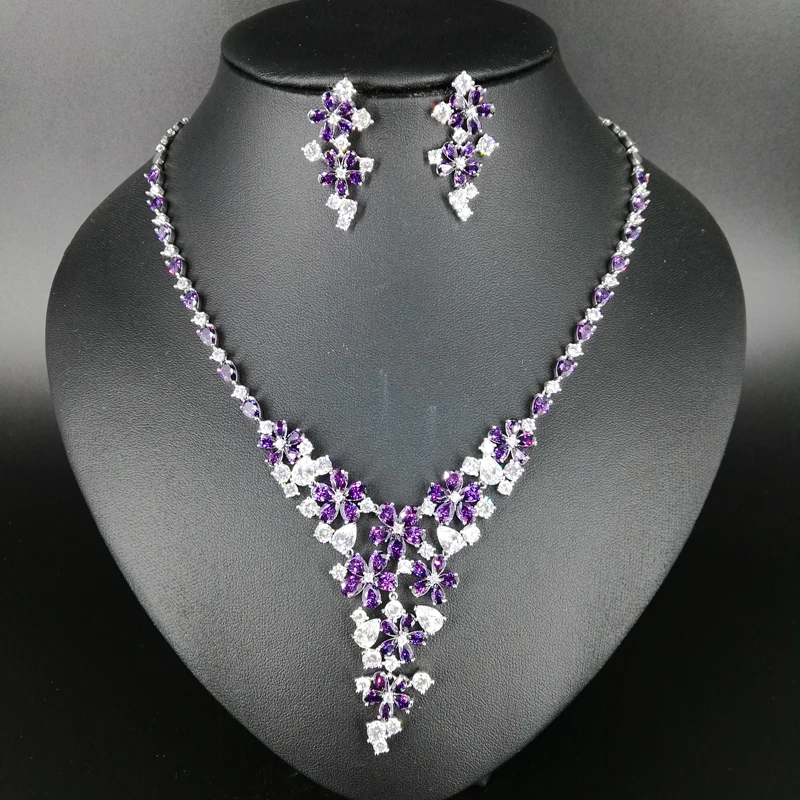 2019 NEW FASHION,luxury elegant little purple flower zircon necklace earring set,wedding bride dinner dress baniquet jewelry
2019 NEW FASHION,luxury elegant little purple flower zircon necklace earring set,wedding bride dinner dress baniquet jewelry