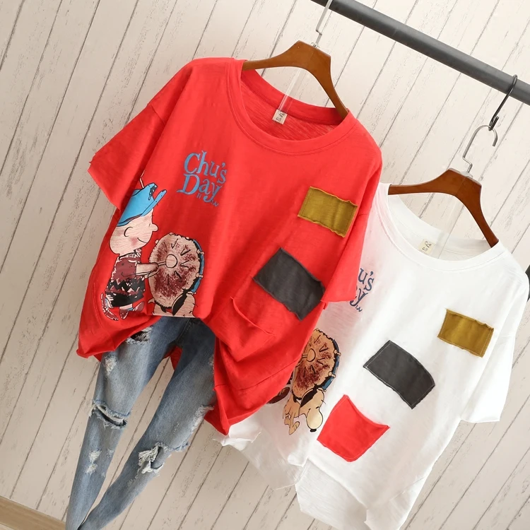 2018 New Arrival Summer Korean Version Cartoon Loose T-Shirts Women O-Neck Short Sleeve Garment T1806017
2018 New Arrival Summer Korean Version Cartoon Loose T-Shirts Women O-Neck Short Sleeve Garment T1806017