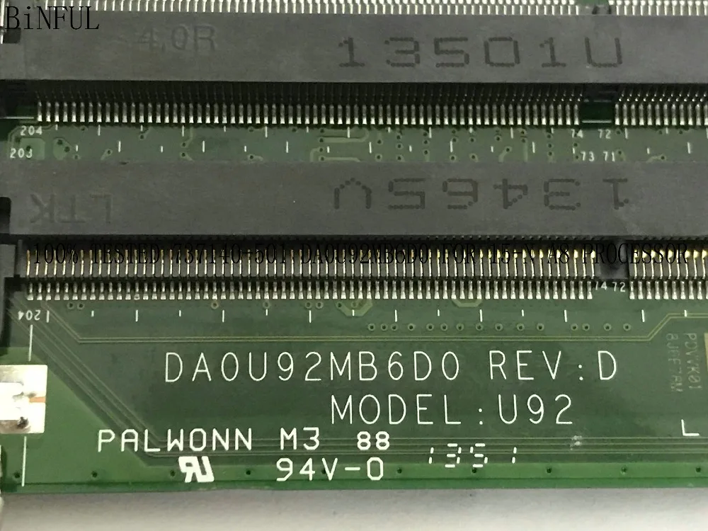 В наличии материнская плата DA0U92MB6D0 15-N для материнской платы HP PAVILION 15-N. Встроенный