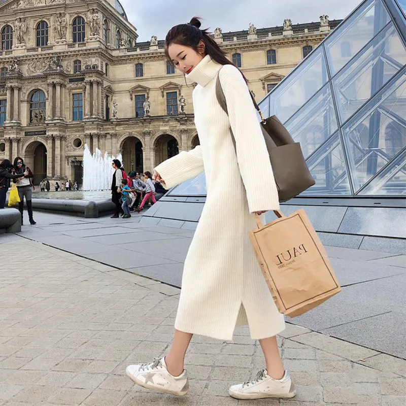Autumn Winter Warm Thick Sweater Dress Women Split Turtleneck Knitted Dresses Ladies Long Sleeve Long Dress Casual Vestidos 1152
Autumn Winter Warm Thick Sweater Dress Women Split Turtleneck Knitted Dresses Ladies Long Sleeve Long Dress Casual Vestidos 1152