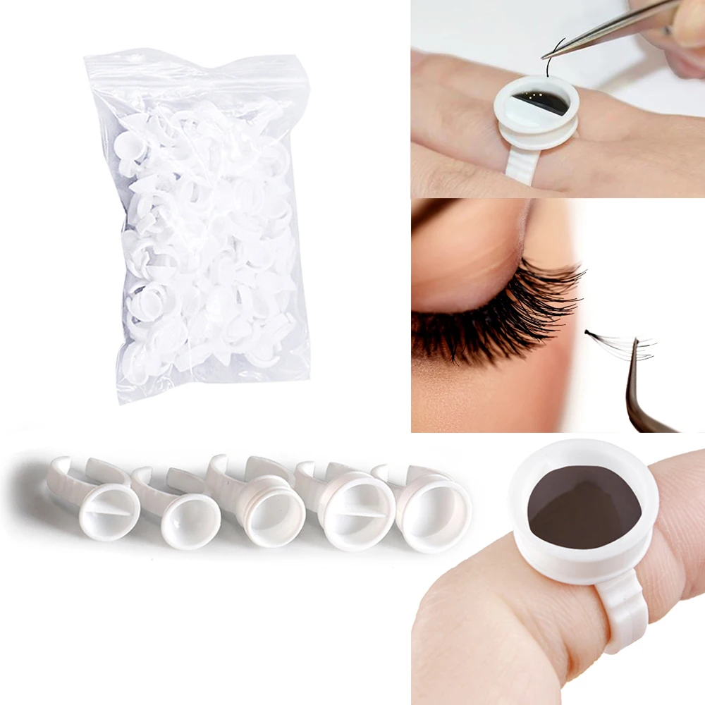 100Pcs Eyelash Extension Glue Disposable Tattoo Pigment Ring Adhesive False Eye Lashes Pallet Plastic Glue Holder Ink Palatte 
100Pcs Eyelash Extension Glue Disposable Tattoo Pigment Ring Adhesive False Eye Lashes Pallet Plastic Glue Holder Ink Palatte
