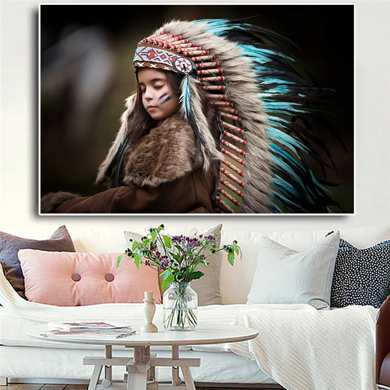 Native Indian Feather Kids Portrait Canvas Posters and Prints Scandinavian Wall Art Picture for Living Room Cuadros
Native Indian Feather Kids Portrait Canvas Posters and Prints Scandinavian Wall Art Picture for Living Room Cuadros