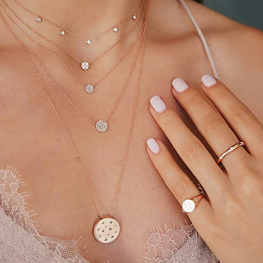 New 2019 Tiny Gold Chain Necklace Women Multilayer Round Rhinestone Pendants Necklaces Lady Collier Femme Boho Colgante Jewelry
New 2019 Tiny Gold Chain Necklace Women Multilayer Round Rhinestone Pendants Necklaces Lady Collier Femme Boho Colgante Jewelry
