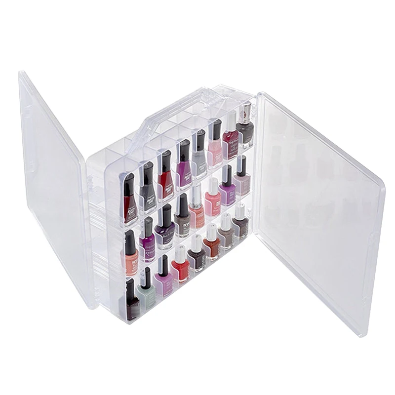 Versatile and Practical 48 Lattice Nail Polish Holder Clear Plasitc Nail Polish Storage Display Case Box Organizer for Women