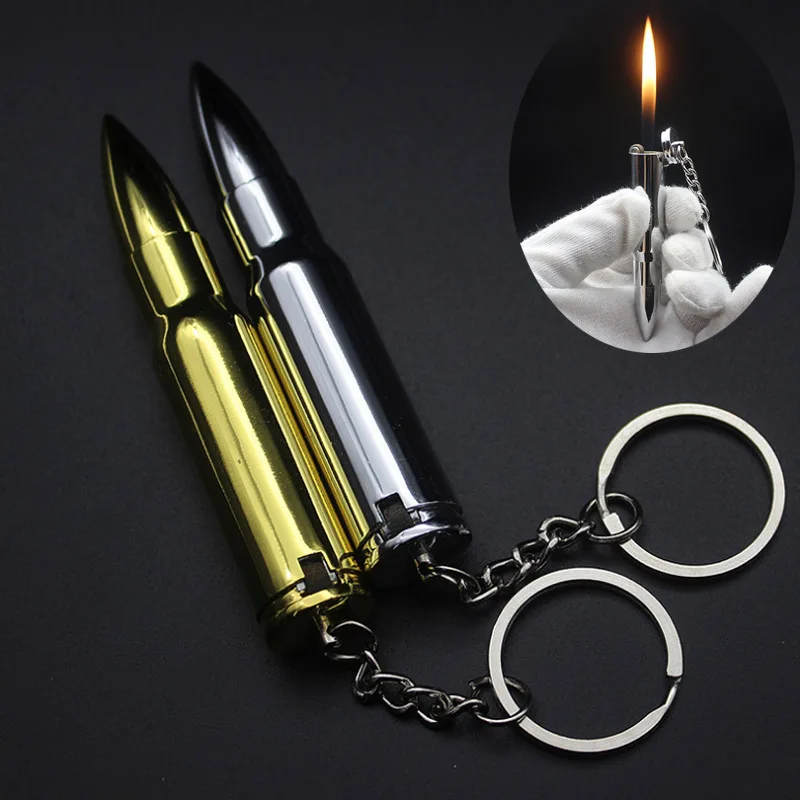 

Creative Bullet Metal Lighter Flame Lighter Butane Gas Windproof Lighters Novelty Gadget Military Addictive Gift Smoker NO GAS