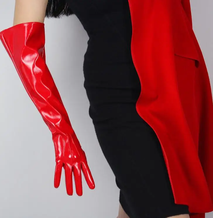 Женские длинные перчатки из искусственной кожи с широкими рукавами женские