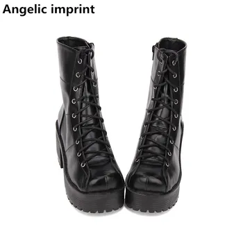 Angelic imprint new mori girl Women punk motorcycle boots lady lolita ankle Boots woman high trifle heels pumps shoes 8cm 35-40
Angelic imprint new mori girl Women punk motorcycle boots lady lolita ankle Boots woman high trifle heels pumps shoes 8cm 35-40