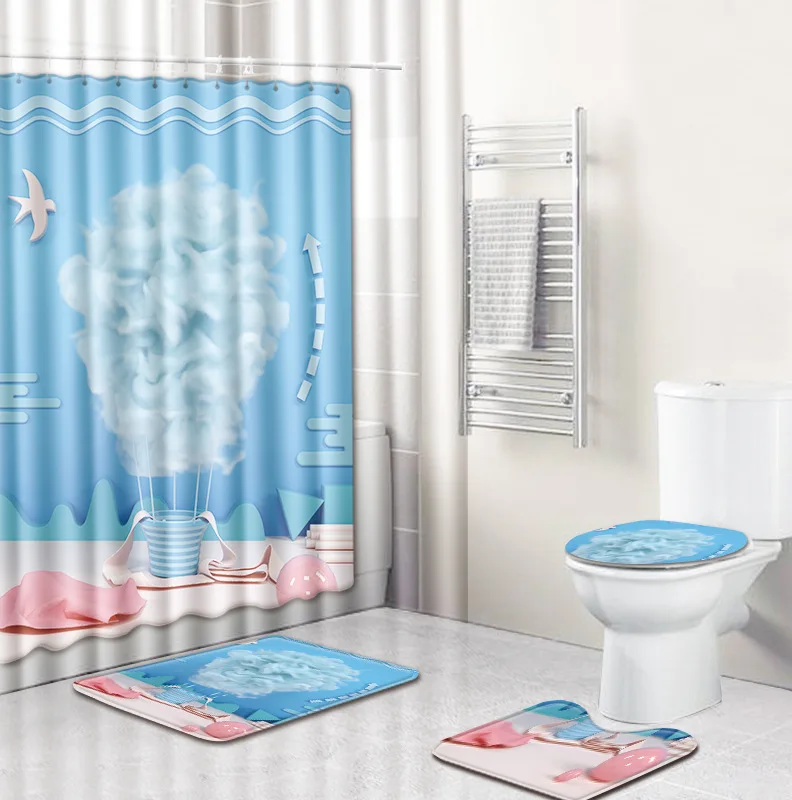4pcs/set Cartoon Print Shower Curtain Bathroom Mat Waterproof Toilet Cover Bath Mat Washable Home Bath Decor With 12 Hooks
4pcs/set Cartoon Print Shower Curtain Bathroom Mat Waterproof Toilet Cover Bath Mat Washable Home Bath Decor With 12 Hooks