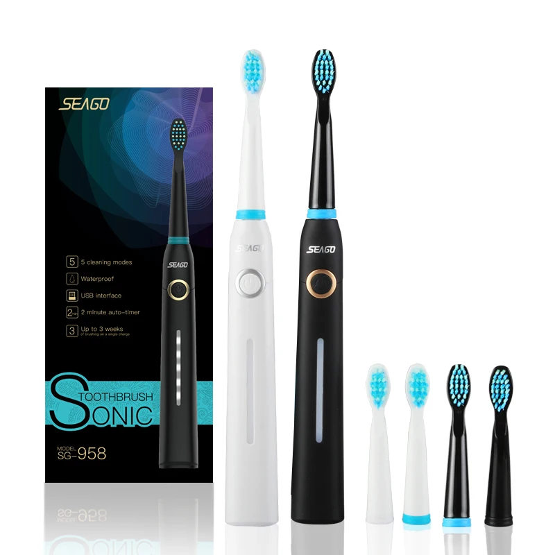 Seago 958 Electric Toothbrush with 7pcs Replacement Heads USB Rechargeable High Qualit Ultrasonic High Frequency Vibration
Seago 958 Electric Toothbrush with 7pcs Replacement Heads USB Rechargeable High Qualit Ultrasonic High Frequency Vibration