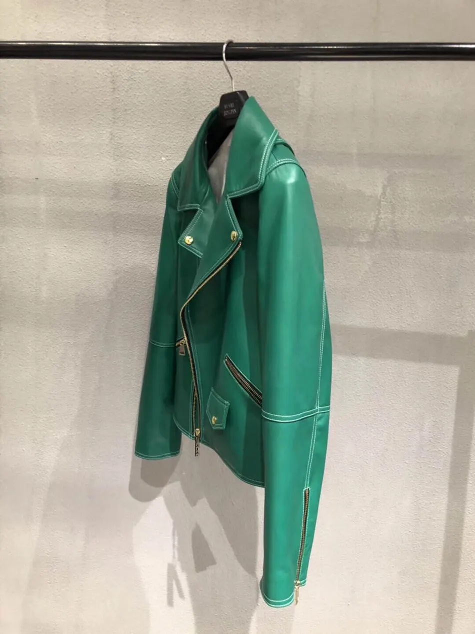 women fashion sheep leather genuine leather jacket (6)
