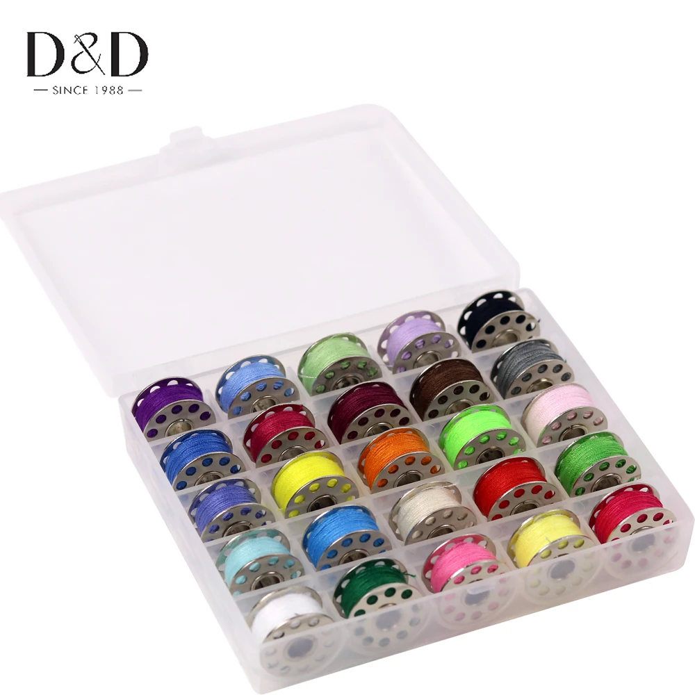 D&D 25Pcs/Set Colorful Sewing Thread Bobbins Sewing Machine Metal Spools Clear Plastic Storage Box
D&D 25Pcs/Set Colorful Sewing Thread Bobbins Sewing Machine Metal Spools Clear Plastic Storage Box