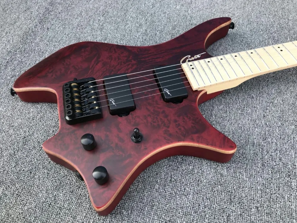 free shipping Satin finish Red Burl wood top Headless Electric Guitars Custom shop Headless Guitarra
free shipping Satin finish Red Burl wood top Headless Electric Guitars Custom shop Headless Guitarra