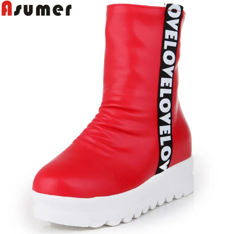 ASUMER big size 34-43 fashion winter boots round toe keep warm ankle boots for women platform height increasing snow boots
ASUMER big size 34-43 fashion winter boots round toe keep warm ankle boots for women platform height increasing snow boots