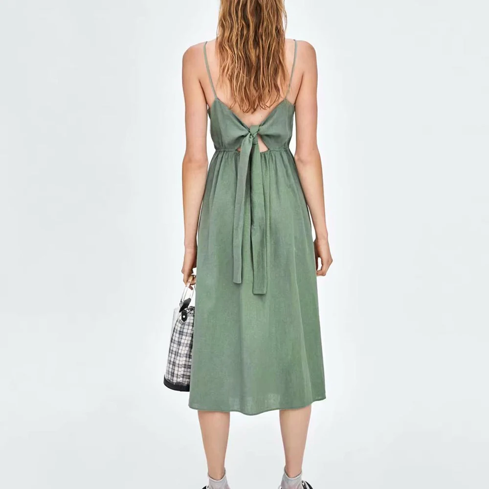 Summer Women Sexy V Neck Strappy Dress Solid Green Cotton Linen Vestido Casual Female Sundress Robe Slip Dress
Summer Women Sexy V Neck Strappy Dress Solid Green Cotton Linen Vestido Casual Female Sundress Robe Slip Dress