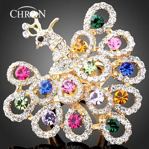 Chran Gold Color Peacock Finger Rings Jewelry Fashion Crystal Engagement Wide Rings for Women Accessories Valentines Gifts
Chran Gold Color Peacock Finger Rings Jewelry Fashion Crystal Engagement Wide Rings for Women Accessories Valentines Gifts