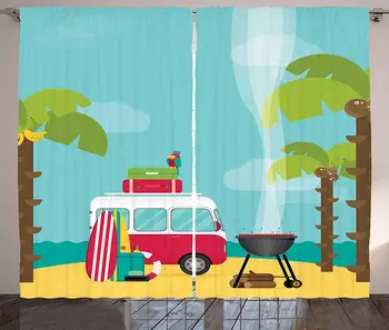 Explore Curtains Caravan Camping with Barbeque and Surf Boards Tropical Beach Banana Coconut Trees Living Room Bedroom Window
Explore Curtains Caravan Camping with Barbeque and Surf Boards Tropical Beach Banana Coconut Trees Living Room Bedroom Window