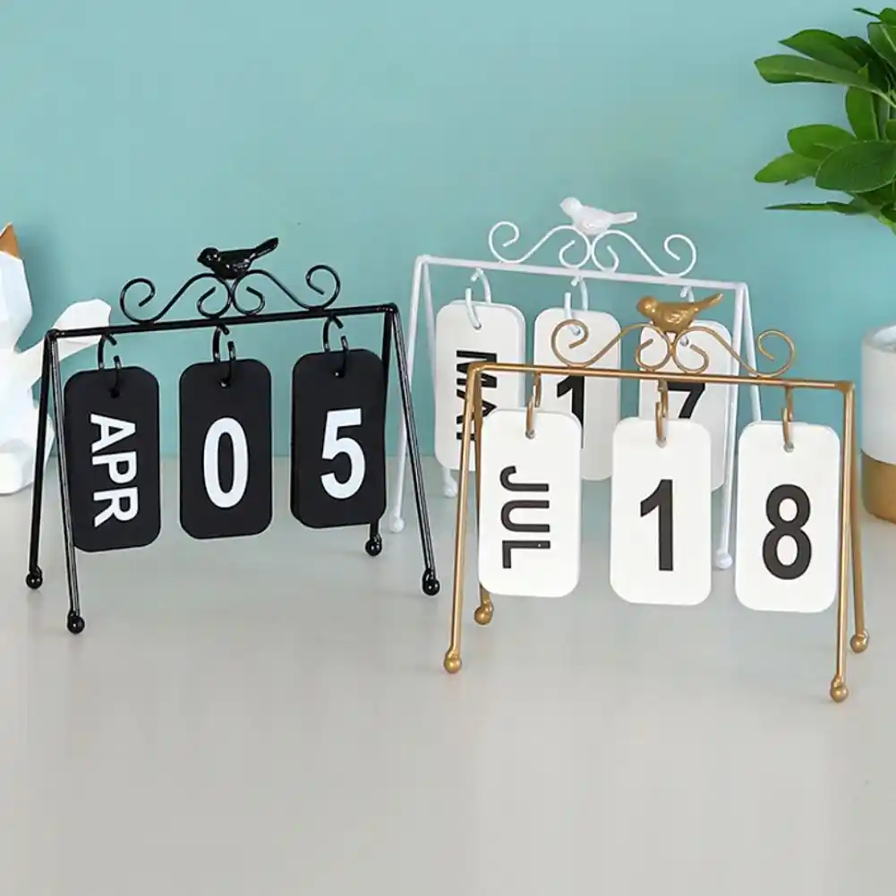 Nueva Moda De Hierro Simulado Pajaro Pagina Girando Calendario