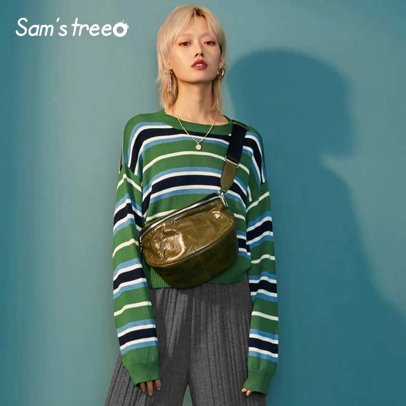Samstree Autumn Women Sweater Contrast Color Striped Patchwork Winter Female Knitted Tops Loose Casual Pullovers
Samstree Autumn Women Sweater Contrast Color Striped Patchwork Winter Female Knitted Tops Loose Casual Pullovers