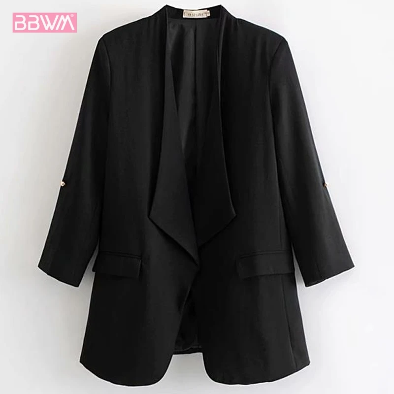 2019 spring new solid color lapel long sleeve no buckle casual fashion loose wild suit jacket female women's black red top
2019 spring new solid color lapel long sleeve no buckle casual fashion loose wild suit jacket female women's black red top