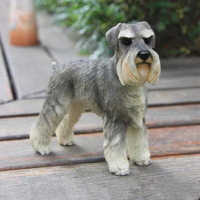 Image Germany Schnauzer dog simulation animal model resin crafts dog ornaments decorated home decors