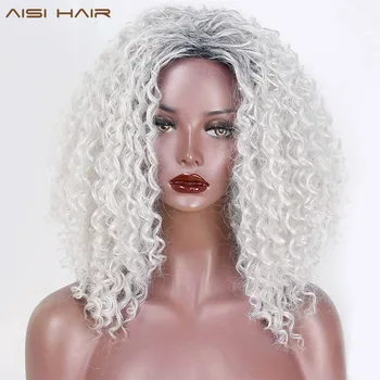 AISI HAIR 16 inch Ombre Grey White Afro Kinky Curly Women Wigs Fluffy African American Synthetic Wigs for Women
AISI HAIR 16 inch Ombre Grey White Afro Kinky Curly Women Wigs Fluffy African American Synthetic Wigs for Women