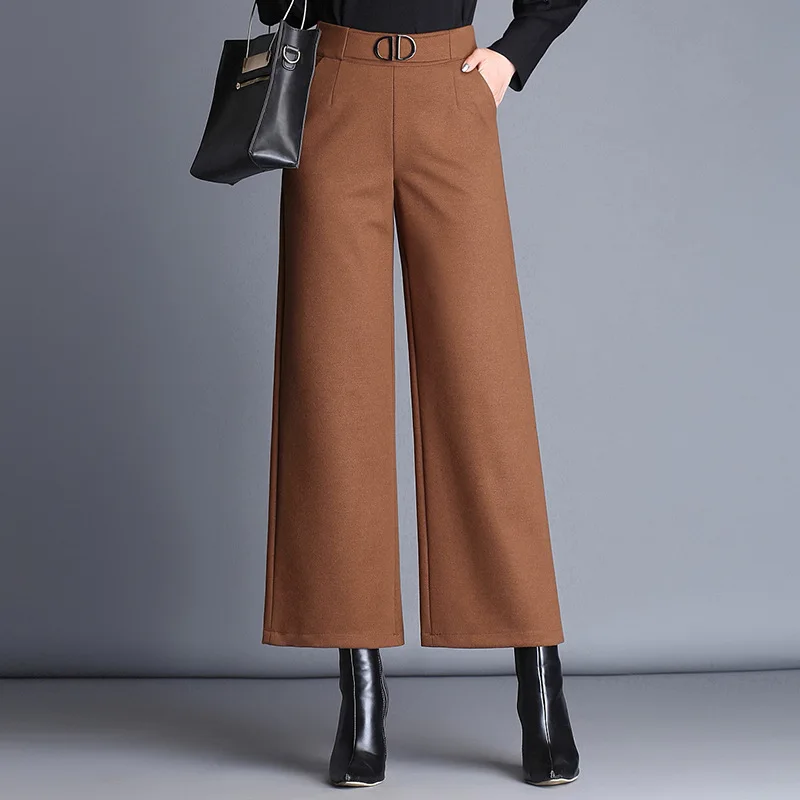 Woolen nine points wide leg pants women 2017 autumn and winter new wild thicken Elastic high waist casual pants brown black
Woolen nine points wide leg pants women 2017 autumn and winter new wild thicken Elastic high waist casual pants brown black