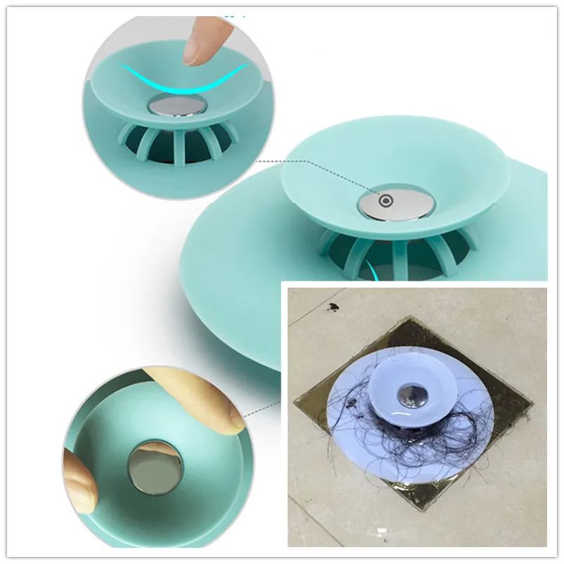 

2019 New Drain Hair Catcher Deodorant Drain Plug Shower Filter Sink Strainer Bathtub Plug Silicone Hair Catcher Bathroom Stopper