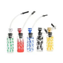Tubulação de água de vidro mini tubo de fumo com pvc tubos cigarro titular muitas cores para escolher mão portátil mini shisha hookah(China)