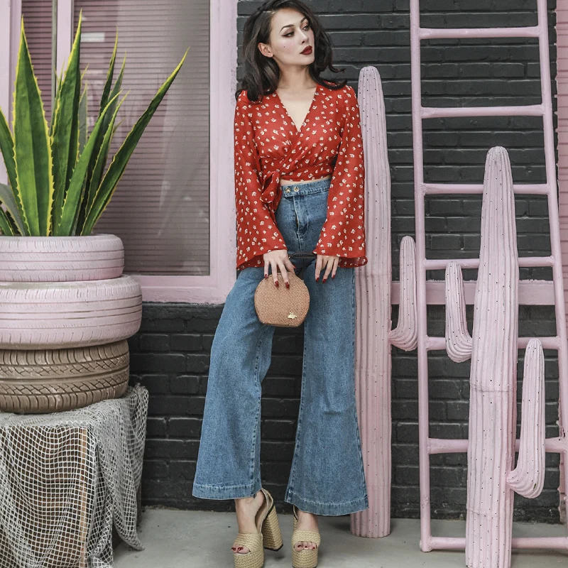 2018 Summer Essential Type Vintage Slim High Rise Wide Leg Jeans Women Stylish Cutting Long Denim Pants
2018 Summer Essential Type Vintage Slim High Rise Wide Leg Jeans Women Stylish Cutting Long Denim Pants
