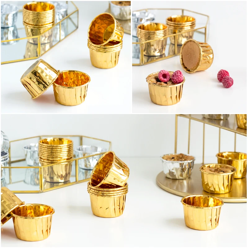 100pcs/set Golden /silver cup cake cup, wedding shower rolled edge cake cup, baking high temperature resistant
100pcs/set Golden /silver cup cake cup, wedding shower rolled edge cake cup, baking high temperature resistant