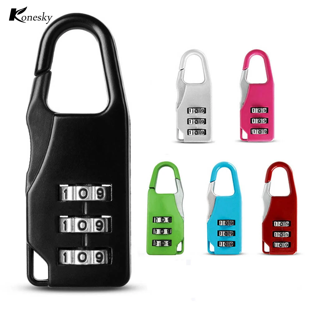 

New Resettable 3 Dial Digit 6 colors Combination Suitcase Luggage Password Code Lock Padlock Fashion Easily Carry