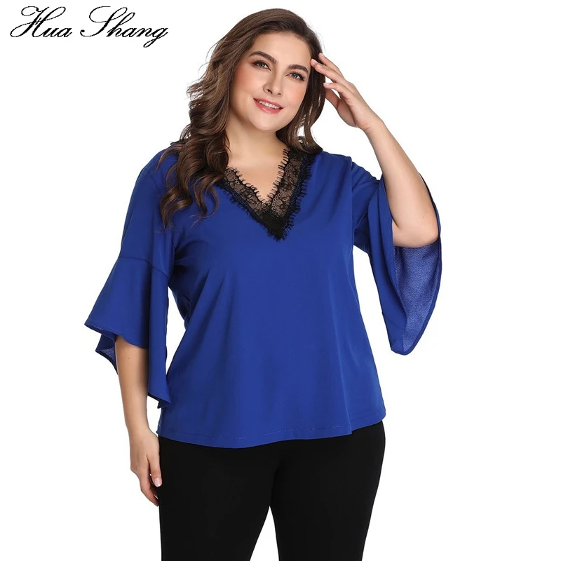 Womens Tops And Blouses Summer 2019 Lace V Neck Flare Sleeve Chiffon Blouse 5XL Plus Size Ladies Tunic Tops
Womens Tops And Blouses Summer 2019 Lace V Neck Flare Sleeve Chiffon Blouse 5XL Plus Size Ladies Tunic Tops