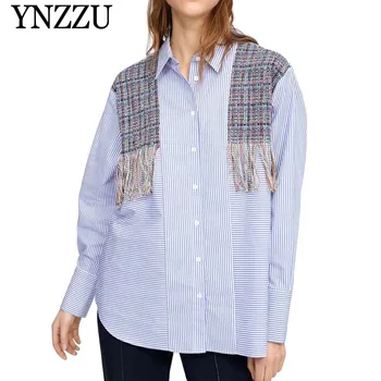 YNZZU Blue Striped Tassel Patchwork Women's Shirt 2019 Spring Casual Turn Down Collar Blouse Women Loose blusa Tops YT533
YNZZU Blue Striped Tassel Patchwork Women's Shirt 2019 Spring Casual Turn Down Collar Blouse Women Loose blusa Tops YT533