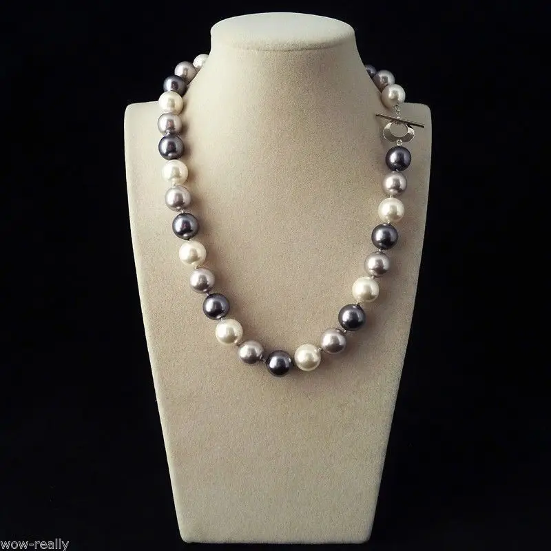 Hot Style Real 12mm Mix Black White Gray South Sea Shell imitation Pearl Necklace 18''
Hot Style Real 12mm Mix Black White Gray South Sea Shell imitation Pearl Necklace 18''